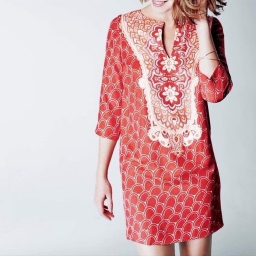 Boden Silk Ingrid Shift Sun Dress Floral Keyhole